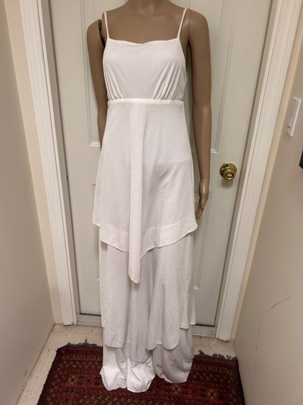 Vintage 1970s Arlette Beressi Paris White Layered Maxi Dress w/Jacket Set